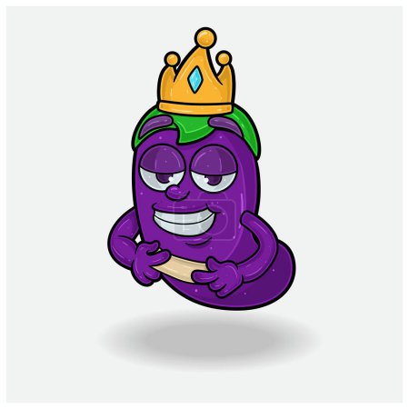 Eggplant Mascot Character Cartoon With Love struck expression. For brand, label, packaging and product. 