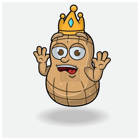 Peanut Mascot Character Cartoon With Shocked expression. For brand, label, packaging and product. 