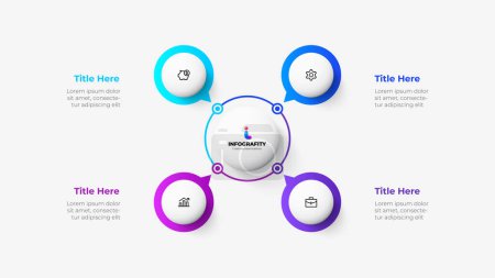 Illustration for Four infographics circles. Template for cycle business presentation. Vector info graphic design illustration with 4 options. - Royalty Free Image