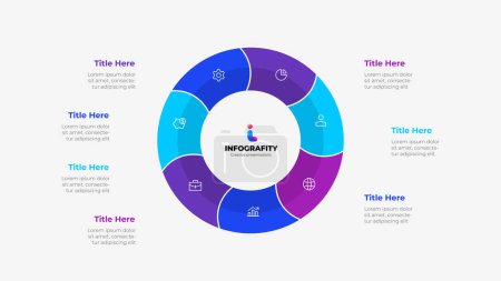 Illustration for Round diagram divided into 7 segments. Concept of seven options of business project infographic. - Royalty Free Image