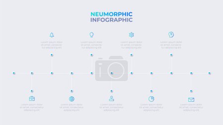 Illustration for Neumorphism infographic timeline. Template of development process. - Royalty Free Image