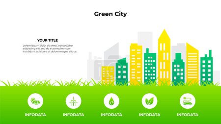 Illustration for Ecology and environment with green city. Save protection world concept. Vector illustration flat style. - Royalty Free Image