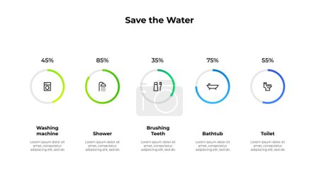 Illustration for Illustration with tips on saving water consumption. Ecology infographic. - Royalty Free Image