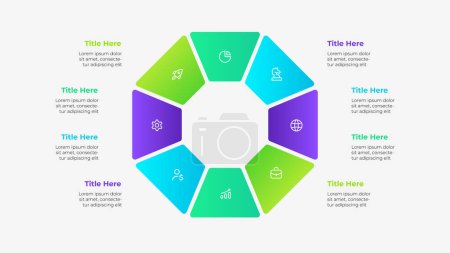 Illustration for Diagram in the form of a octagon divided into 8 parts. Vector cycle infographic. - Royalty Free Image