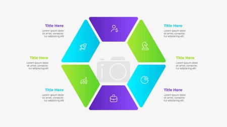 Illustration for Diagram in the form of a hexagon divided into 6 parts. Vector cycle infographic. - Royalty Free Image
