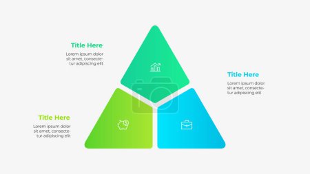 Illustration for Triangle diagram divided into 3 options or steps. Cycle infographic template. - Royalty Free Image