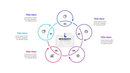 Ilustración de Esquema del diagrama de ciclo. Infografía con 5 opciones, partes, pasos o procesos. - Imagen libre de derechos