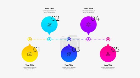 Illustration for Infographic timeline design template. Five circles with thin lines for business presentation. - Royalty Free Image