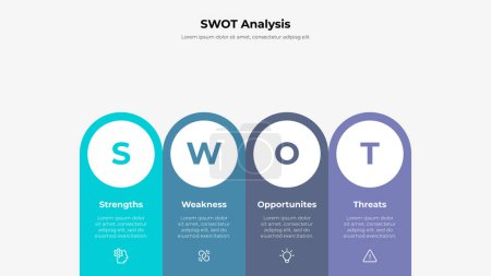 Ilustración de Ilustración de análisis SWOT o planificación estratégica. Plantilla de diseño infográfico. - Imagen libre de derechos
