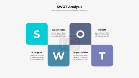 Ilustración de Diagrama SWOT con 4 opciones. Plantilla de diseño infográfico. - Imagen libre de derechos