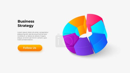 Illustration for Isometric pie chart infographic. 3D diagram divided into 7 options, steps or processes. - Royalty Free Image