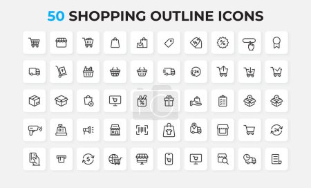 Illustration for Shopping and e-commerce line icons collection. Thin outline icons pack. - Royalty Free Image