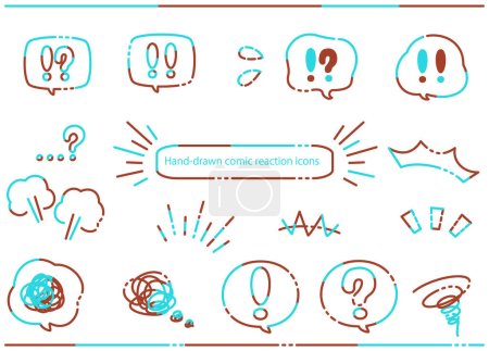 Illustration for Hand-drawn reaction icons_Cartoon expression icons_set - Royalty Free Image