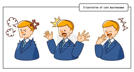 Illustration for Vector illustration of a cute businessman man_angry,surprised,laughing - Royalty Free Image