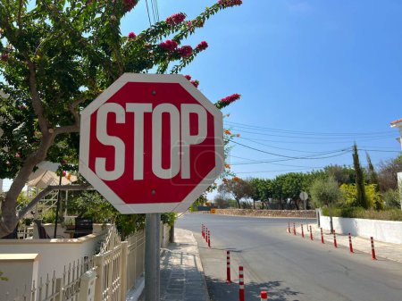 Road stop sign in Cyprus, Paphos