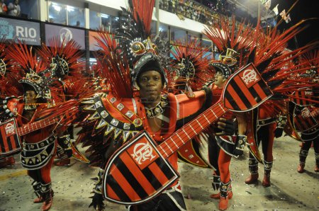 Photo for Rio de Janeiro-Brazil, February 9, 2022. Parade of Grupo Especial Samba Schools during the Rio de Janeiro Carnival, considered the biggest carnival in the world, at Sambromo. - Royalty Free Image