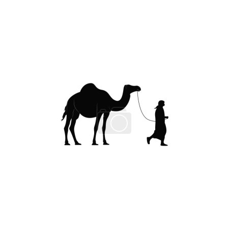 Illustration for A person pulling camel icon vector graphics - Royalty Free Image