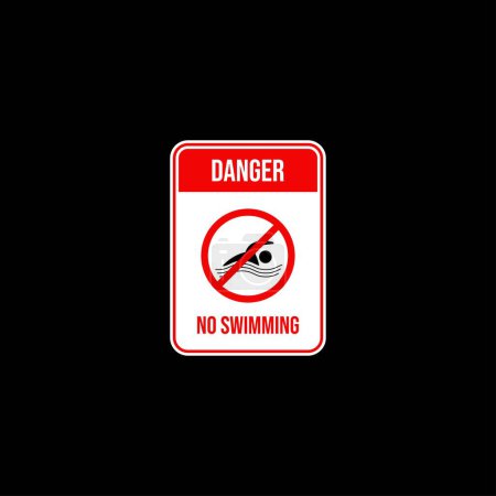 Danger no swimming sign board vector graphics
