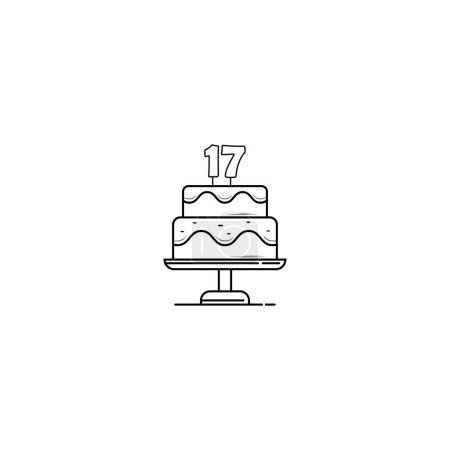 Téléchargez les photos : Doux graphique vectoriel icône gâteau d'anniversaire dix-sept - en image libre de droit