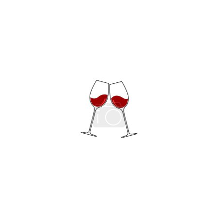 Téléchargez les photos : Deux verres à vin rouge acclamant graphiques vectoriels - en image libre de droit