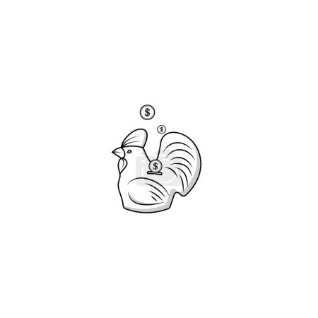 Téléchargez les photos : Graphiques vectoriels d'icône de tirelire de poulet - en image libre de droit