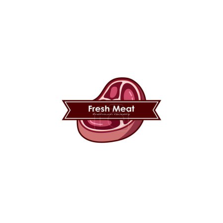Téléchargez les photos : Graphiques vectoriels de conception de logo de viande fraîche - en image libre de droit