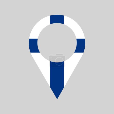 Téléchargez les illustrations : Finlande broche de localisation, marqueur GPS, fabriqué en Finlande symbole, nous trouver signe, couleurs blanches et bleues, élément vectoriel - en licence libre de droit