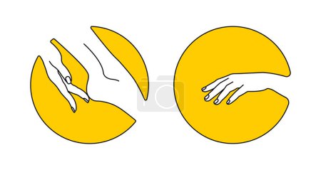 Ilustración de Manicura y pedicura icono redondeado amarillo, logotipo del salón de uñas, tratamiento del salón - Imagen libre de derechos