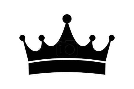 Ilustración de Black crown icon, simple flat vector illustration, power, dominance, glory, achievement, strength and bravery symbol - Imagen libre de derechos