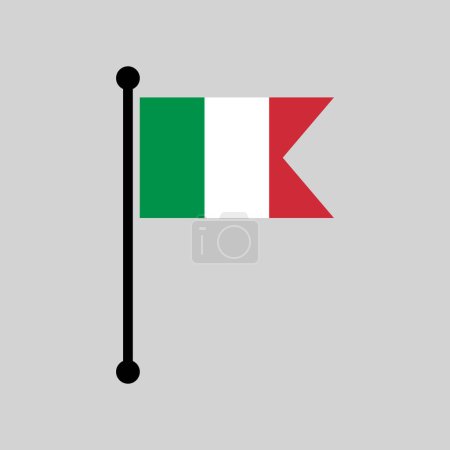 Ilustración de Italia asta de la bandera, bandera italiana colores ilustración vector simple - Imagen libre de derechos