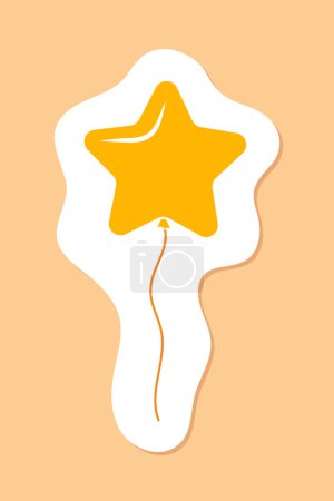 Illustration for Birthday party decorative sticker, yellow star shape balloon, design element, simple vector illustration - Royalty Free Image