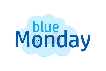 Illustration for Blue monday, the most depressing day of the year, simple vector illustration with sad face - Royalty Free Image