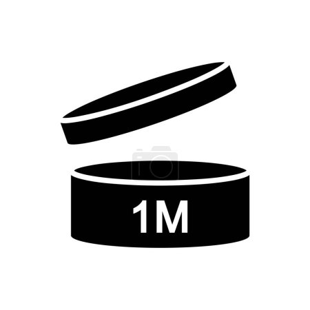 Illustration for 1 month black fill icon, period after opening symbol, icon for packaging design, pao, simple vector Illustration, expiration date - Royalty Free Image