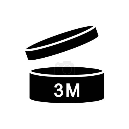 Illustration for 3 month black fill icon, period after opening symbol, icon for packaging design, pao, simple vector Illustration, expiration date - Royalty Free Image