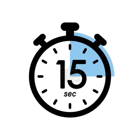 Illustration for Fifteen seconds stopwatch icon, timer symbol, 15 sec waiting time simple vector illustration - Royalty Free Image
