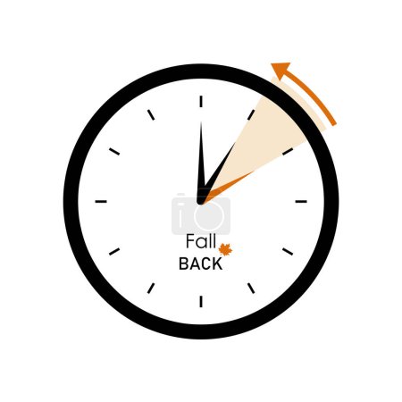fall back, daylight saving time concept, winter time, alarm clock with orange arrow vector icon