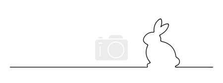 Ilustración de Conejito de Pascua arte de una línea, lineart conejo, ilustración de vector de línea negro, carrera editable, elemento de diseño panorámico - Imagen libre de derechos