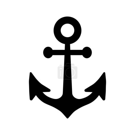 Anchor black icon, simple sea boat logo, nautical, maritime symbol, simple vector element