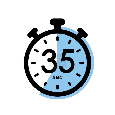 Illustration for Thirty five seconds stopwatch icon, timer symbol, 35 sec waiting time simple vector illustration - Royalty Free Image