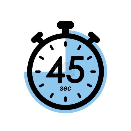 Illustration for Forty five seconds stopwatch icon, timer symbol, 45 sec waiting time simple vector illustration - Royalty Free Image