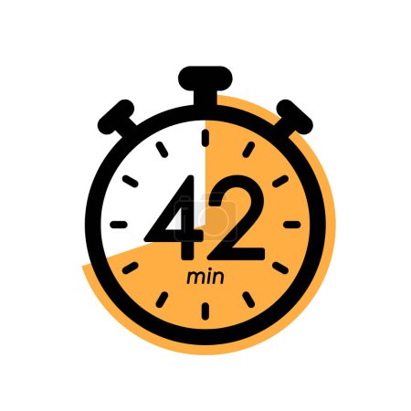 Illustration for 42 minutes stopwatch icon, timer symbol, cooking time, cosmetic or chemical application time, 42 min waiting time simple vector illustration - Royalty Free Image