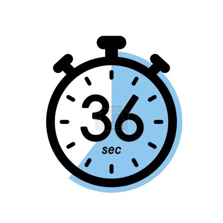 Illustration for Thirty six seconds stopwatch icon, timer symbol, 36 sec waiting time simple vector illustration - Royalty Free Image