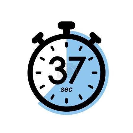 Illustration for Thirty seven seconds stopwatch icon, timer symbol, 37 sec waiting time simple vector illustration - Royalty Free Image