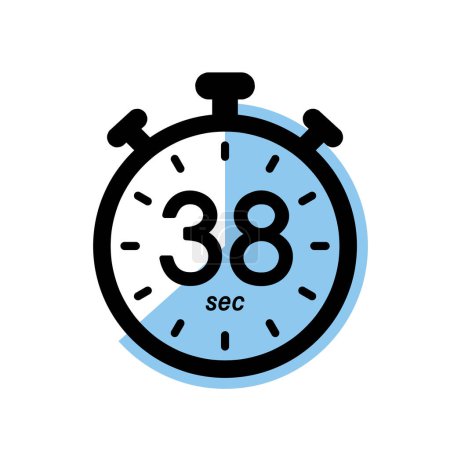Illustration for Thirty eight seconds stopwatch icon, timer symbol, 38 sec waiting time simple vector illustration - Royalty Free Image