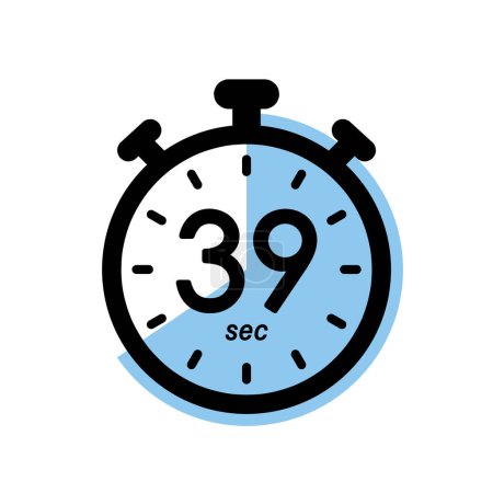 Illustration for Thirty nine seconds stopwatch icon, timer symbol, 39 sec waiting time simple vector illustration - Royalty Free Image