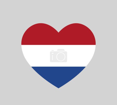 Ilustración de Amor Países Bajos símbolo, forma de corazón icono de la bandera holandesa, Nederlandse vlag elemento vector simple - Imagen libre de derechos
