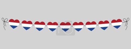 Ilustración de Guirnalda de corazón de bandera de los Países Bajos, cadena de corazones para fiesta al aire libre, decoración, ilustración simple vector - Imagen libre de derechos