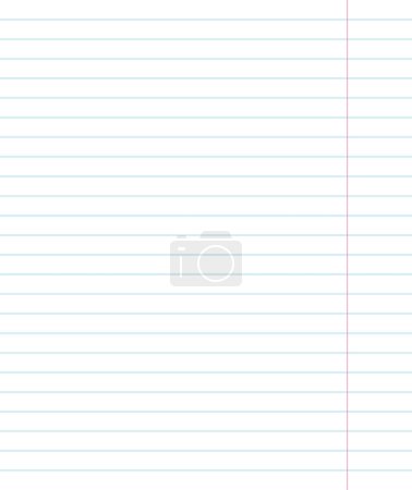 Illustration for Lined paper sheet, blank notebook lined sheet with margin, simple vector background - Royalty Free Image