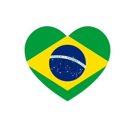 Illustration for Love Brazil symbol, heart shape brazilian flag icon, bandeira do Brasil simple vector illustration - Royalty Free Image