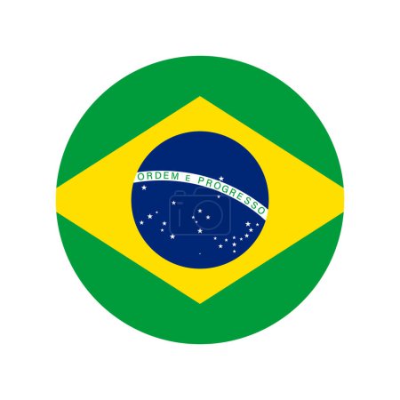 Illustration for Brazil Round Country Flag, Circular Brazilian National Flag, Federative Republic of Brazil Circle Shape Button Banner, vector Illustration. - Royalty Free Image